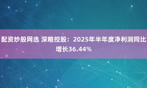 配资炒股网选 深粮控股：2025年半年度净利润同比增长36.44%